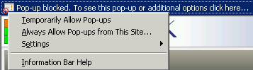 Internet Explorer pop-up blocker